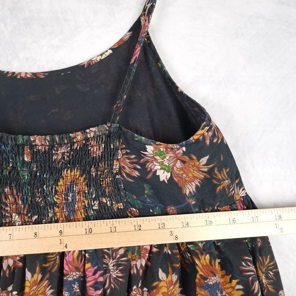 NATURAL LIFE Black Floral Maxi Dress with Green and Mustard Accents - Picture 12 of 16